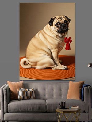 Tablomega Sevimli Pug Köpeği Dekoratif Kanvas - Mdf Ahşap Tablo