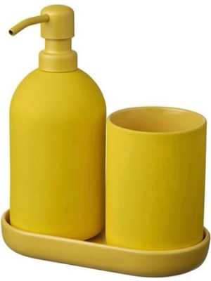 UltraMint Sıvı Sabunluk Seti 3'lü, Sarı, Banyo Aksesuarları, Şık ve Fonksiyonel