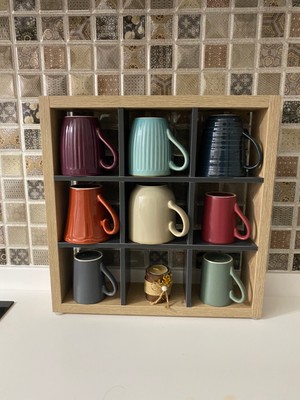 Ediz Ahşap %100 Mdf 9 Gözlü Mutfak Kahve Köşesi Raf Düzenleyisi