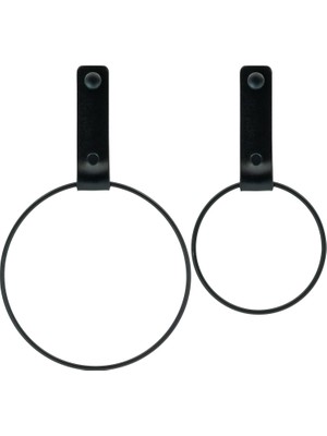 Braventa Collection Deri Havlu Askısı, Ikili Metal Kulplu Havlu Askısı - Siyah