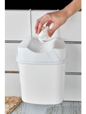 UltraMint Pratik Dolap Içi Çöp Kovası, 5.5 Litre, Beyaz, Asmalı Tasarım