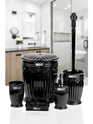 UltraMint Şık Siyah Serisi 5'li Banyo Seti, Zarif ve Fonksiyonel Tasarım