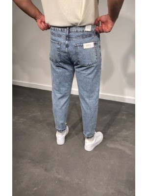 Başak Collection Erkek Kar Yıkamalı Buz Mavi Mom Jean