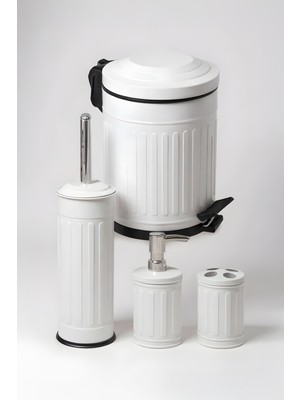 UltraMint Vintage 4’lü Çöp Kovası Banyo Seti, Şık ve Pratik Tasarım