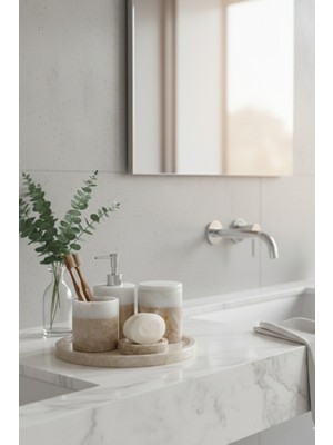 UltraMint El Yapımı Doğal Mermer Banyo Aksesuar Seti, Şıklık ve Zarafet