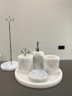 UltraMint Şık ve Dayanıklı Mermer Banyo Seti, Şıklığınızı Tamamlar