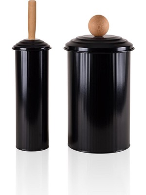 UltraMint Şık Siyah Banyo Seti: Çöp Kovası ve Tuvalet Fırçası Kombini