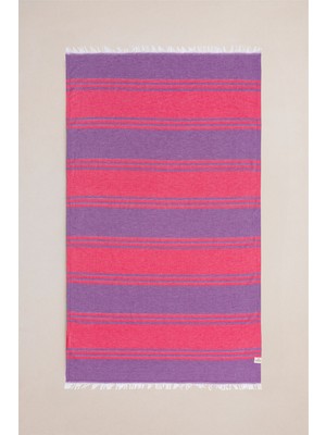 Barine Vibrant Parlak Çizgili Renkli Peştemal Mor, Charm Hediyeli