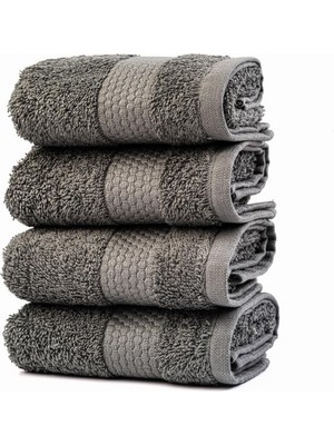 Braventa Collection Soley | Minerva |%100 Doğal Pamuklu 4'lü Misafir Havlusu Seti Antrasit
