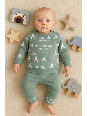 Veralya Harf Baskılı 2'li % 100 Pamuk Erkek Bebek Takımı