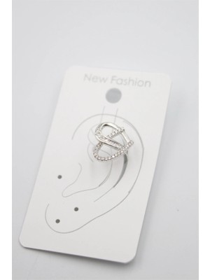 Remstdrk Taşlı Kıkırdak Küpe - Gümüş