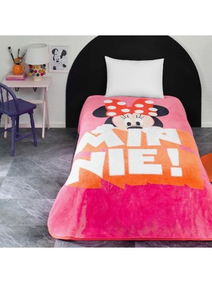Braventa Collection Disney Minnie Mouse Classic Çizgi Film Karakteri Pamuk-Polyester Karışım Battaniye, Pembe, Beyaz, Si