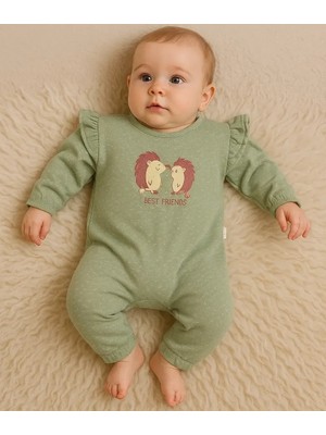 Veralya Kirpi Nakışlı % 100 Pamuk Kız Bebek Tulum