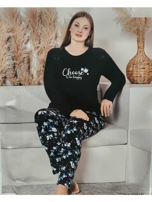 Guava Battal Beden Viskon Uzun Kollu Pijama Takımı 4522