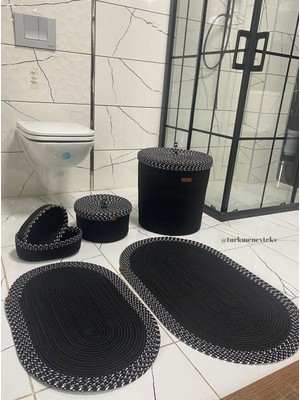 UltraMint Jüt Hasır Banyo Seti, Çamaşır ve Makyaj Sepeti, Paspas, Dekorasyon