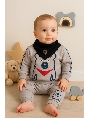 Veralya Oynar Gözlü Fularlı 3'lü Erkek Bebek Takımı