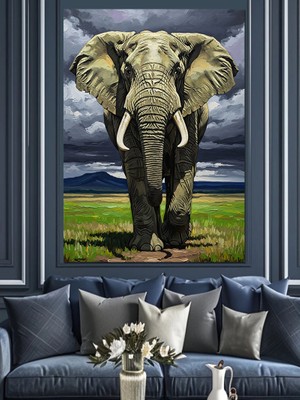 Artmeg Yürüyen Büyük Fil Doğa Dekoratif Kanvas - Mdf Ahşap Tablo