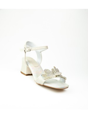 Minican 44 Sedef Taşlı Kız Çocuk Topuklu Abiye Ayakkabı