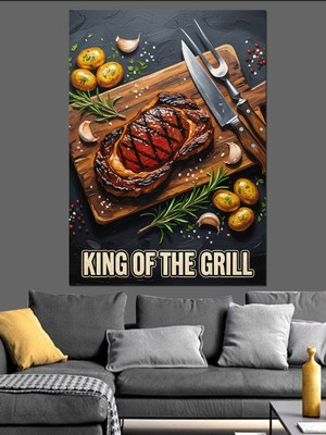 Karizma Tablo Izgaranın Kralı Biftek Dekoratif Kanvas - Mdf Ahşap Tablo