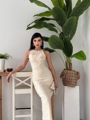 Başak Collection Lers Çiçek Detaylı Elbise