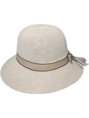 Kadın Plaj Şapka – Fiyonklu, Siperlikli Yazlık Şapka