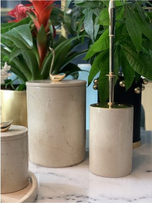 UltraMint Modern Mermer Kuğu Çöp Kovası ve Tuvalet Fırçası Seti