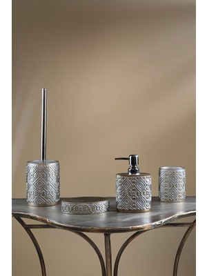 UltraMint Gri 4 Parça Banyo Seti, Sıvı ve Katı Sabunluk, Diş Fırçalık, Tuvalet Fırçası