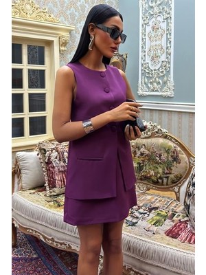 Başak Collection Uzun Yelekli ve Mini Etekli Double Takım 10108