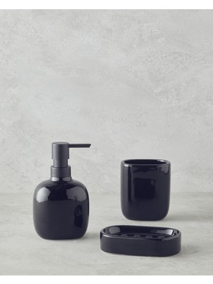UltraMint Şık Siyah Seramik Banyo Seti, 3 Parça, Modern ve Kullanışlı Tasarım