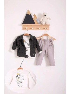 Veralya Fırfır Detaylı 3 Lü Kız Bebek Takım