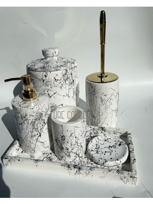 UltraMint Şık Siyah Beyaz Desenli Banyo Seti, Konfor ve Stil Bir Arada