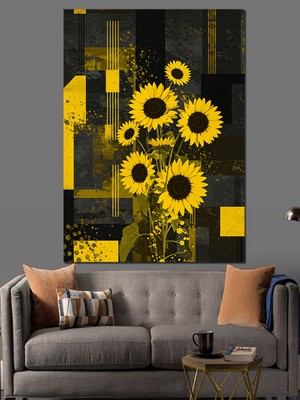 Karizma Tablo Parlak Ayçiçekleri Doğa Manzarası Dekoratif Kanvas - Mdf Ahşap Tablo