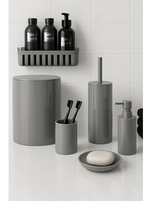UltraMint Şık Banyo Seti ve Yapışkanlı Raf, Modern ve Kullanışlı Tasarım