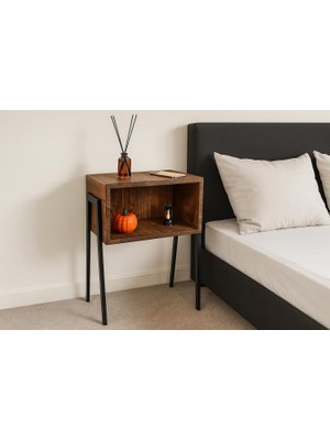 Braventa Collection Ahşap Ceviz Komidin, Yatak Odası Komidini, Oturma Odası Komidini, Masif Komidin