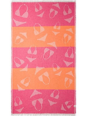 Barine Swimsuit Jakarlı Peştemal Pembe, Taşıma Çantalı