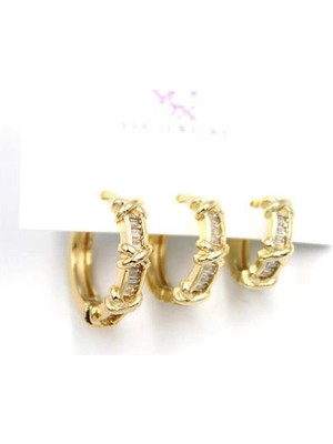 Remstdrk 3'lü Xox Halka Küpe - Altın