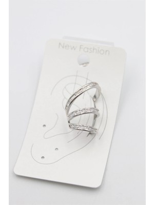 Remstdrk Taşlı Kıkırdak Küpe - Gümüş