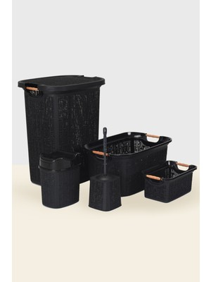 UltraMint Şık ve Kullanışlı 5 Parça Banyo Seti, Kirli ve Çamaşır Sepetleri