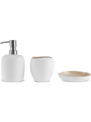 UltraMint Şık ve Kullanışlı 3 Parça Banyo Aksesuar Seti Beyaz