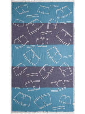 Barine Sea Short Jakarlı Peştemal  Lacivert, Taşıma Çantalı