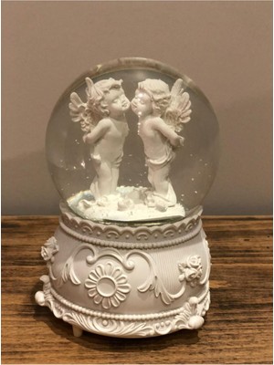 PremiumPort Işıklı ve Müzikli Hareketli Kar Küresi, Kendinden Kar Yağdırmalı, Melekler V2