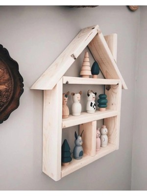 Işıklar Grup Ahşap Montessori Ev Raf Üçgen Raf Kreş, Sınıf, Bebek Odası Çok Amaçlı Raf