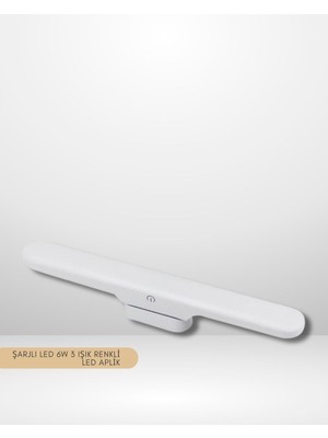 Şarjli LED 6W 3 Işık Renkli Dimlenebilir Martı LED Aplik