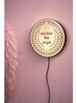 Dekor Atölye Angel Mood Yazılı LED Duvar Lambası – Melek Kanatlı Dekor