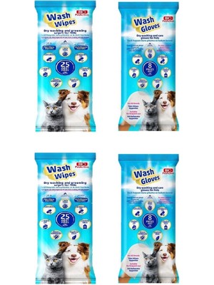 Bio PetActive Wash Gloves + Wash Wipes Karma 4 Lü Paket