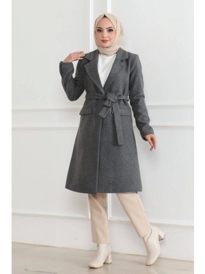 Başak Collection Düğmeli Içi Astarlı Kaşmir Kaşe Kaban - Boyalı Gri