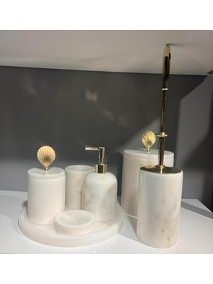 UltraMint Şık 7'li Mermer Banyo Seti, Beyaz, Modern ve Zarif Tasarım