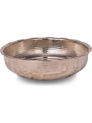 UltraMint Bakır Işlemeli Hamam Tası, Gümüş Kaplama, 18 Cm, Şık ve Zarif Tasarım