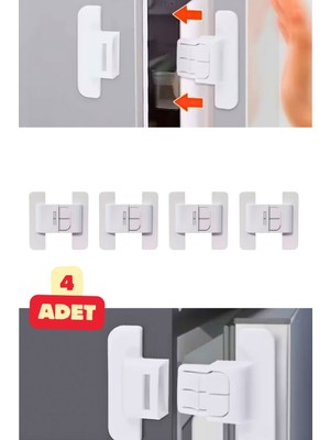 Mucit Home 4 Adet Çocuk Kilidi Buzdolabı Mobilya Çekmece Dolap Kapağı Güvenlik Koruma Kilit