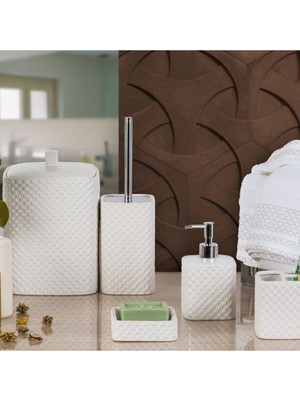 UltraMint Beyaz 5 Parça Banyo Seti, Şık ve Fonksiyonel Temizlik Koleksiyonu